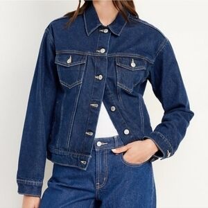 5️⃣ For 2️⃣5️⃣ Jean Jacket Dark Wash Faded Button Up with Adjustable Waist